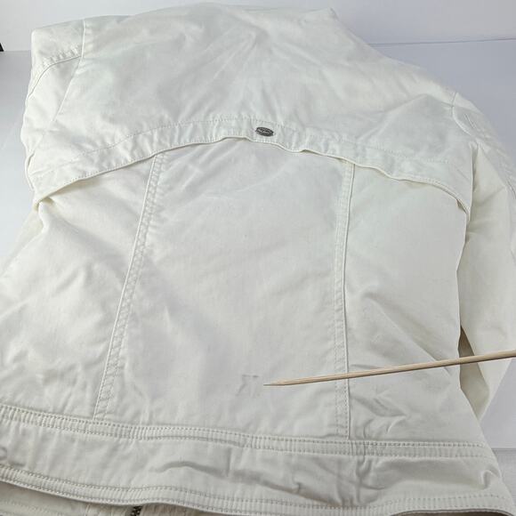 Y2K Guess White Fur Cropped Utility Moto High Neck Convertible Full Zip Jacket S - Picture 16 of 16